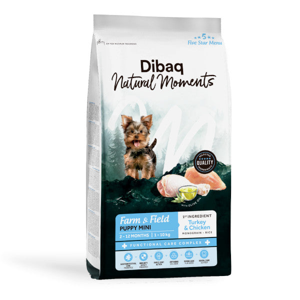 Dibaq Natural Moments 5 Star Pavo y Pollo para cachorros razas pequeñas
